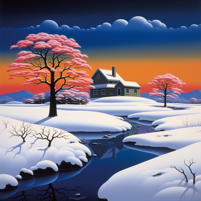 Farmhouse In The Snow