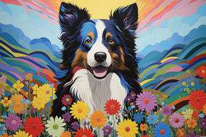 Bold Colorful Australian Shepherd   Diamond Painting Kits