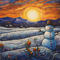 Bold Snowman Country Sunset  Diamond Painting Kits