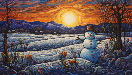 Bold Snowman Country Sunset  Diamond Painting Kits