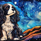 Watercolor Starry Night King Charles Spaniel