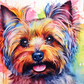 Colorful Watercolor Yorkie Art