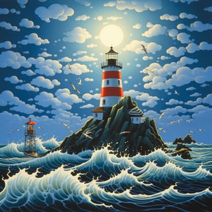 Lighthouse In Moonlight