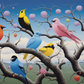 Birds On A Tree Branch