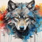 Wolf Watercolor Portrait