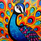 Pretty Peacock In Bright Colors  Diamond Painting Kits