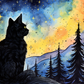 Stargazing Black Cat  Diamond Painting Kits