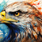 Watercolor Closeup Serious Eagle
