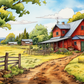 Watercolor Red Barn