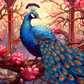Graceful Peacock Among Flowers  Diamond Painting Kits