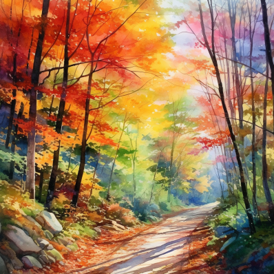 Watercolor Autumn Trail  Diamond Painting Kits