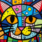 Big Bold Colorful Kitty  Diamond Painting Kits