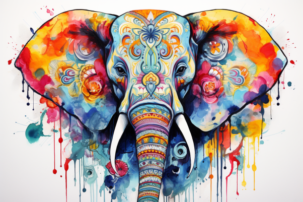 Fun Watercolor Elephant  Diamond Painting Kits