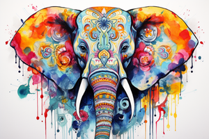 Fun Watercolor Elephant  Diamond Painting Kits