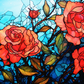Watercolor Stained Glass Roses