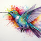 Rainbow Watercolors Hummingbird  Diamond Painting Kits