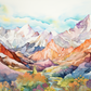 Dreamy Watercolor Mountain Range