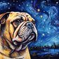 Watercolor Starry Night Bulldog
