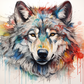 Smiling Watercolor Wolf