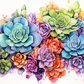 Watercolor Colorful Succulents