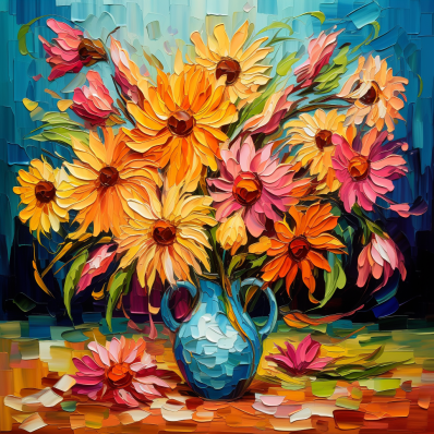 Flowers In A Blue Vase