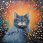 Sweet Kitty And Colorful Flower Burst  Diamond Painting Kits