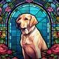 Graceful Sweet Labrador On Stained Glass