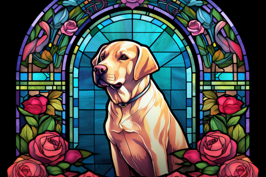 Graceful Sweet Labrador On Stained Glass