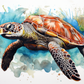 Calm Watercolor Sea Turtle