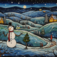 Bold Snowman On A Country Hill  Diamond Painting Kits