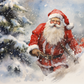 Watercolor Santa Clause In The Snow  Diamond Painting Kits