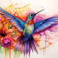 Watercolor Open Wings Hummingbird