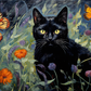 Butterflies And Black Cat  Diamond Painting Kits
