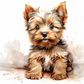 Fluffy Brown Watercolor Yorkie
