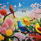 Playful Spring Birds On Branches  Diamond Painting Kits