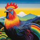 Fun Rooster Art With Bold Colors  Diamond Painting Kits