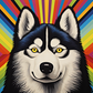 Bold Colorful Siberian Husky