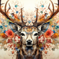 Flower Art Watercolor Deer