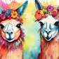 Watercolor Coloful Mexican Llamas