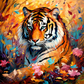 Tiger Relaxing In Wildflowers
