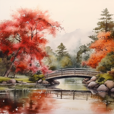 Bridge In The Fall  Diamond Painting Kits