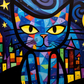 Bold Kitty In The Night  Diamond Painting Kits