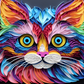 Colorful Paper Cut Cat  Diamond Painting Kits