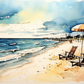 Watercolor Day At The Beach