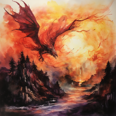 Watercolor Smokey Dragon