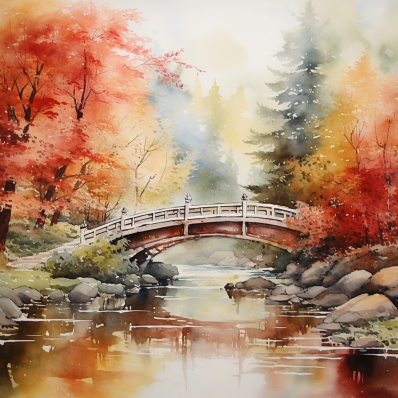 Little Old Bridge In The Fall  Diamond Painting Kits