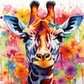 Watercolor Giraffe And Flowers