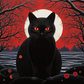 Full Moon And Black Kitty  Diamond Painting Kits