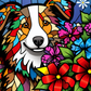 Bold Colorful Australian Sheperd And Flowers  Diamond Painting Kits