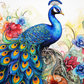 Watercolor Peacock And Roses